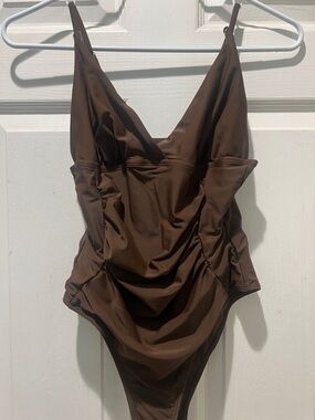 Women’s Brown One-Piece Swimsuit - Classic Solid